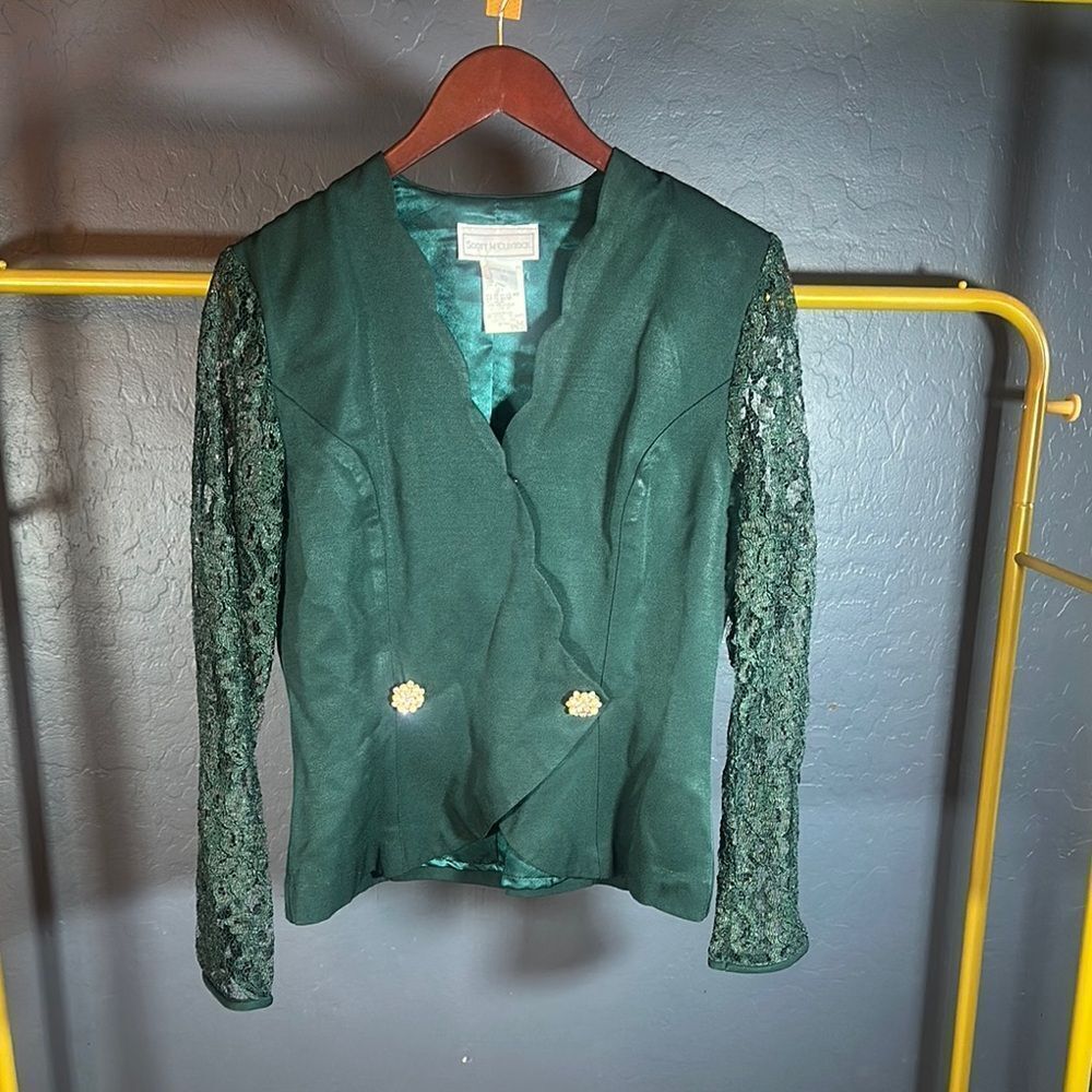 Scott McClintock Green Blazer with Lace Sleeves‎